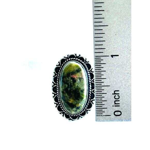 925 Silver Oval Unakite Ring - Picture 4 of 5